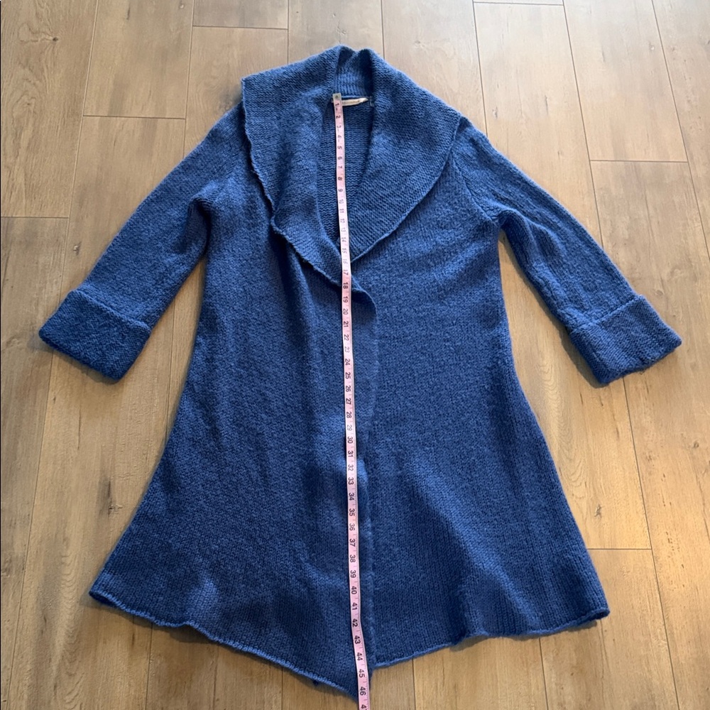 Blue Long Open-Front Women's Sweater Cardigan - Picture 11 of 12